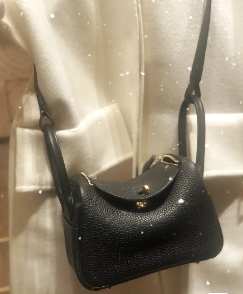 现货[爱心]mini Lindy Noir 89 黑色 金扣